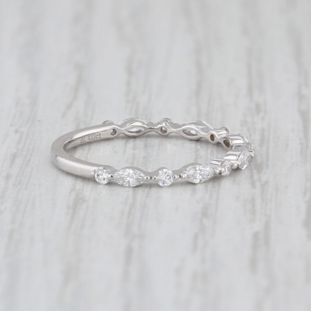 New 0.43ctw Lab Grown Diamond Wedding Band 14k White Gold Stackable Ring Sz 6.75