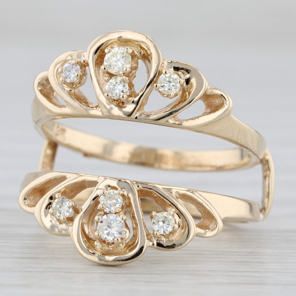 Gray 0.20ctw Diamond Ring Guard Jacket 14k Yellow Gold Size 6.5 Bridal