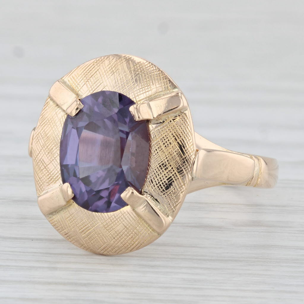 Light Gray 4.30ctw Oval Lab Created Purple Sapphire Solitaire Ring 10k Yellow Gold Sz 9.25