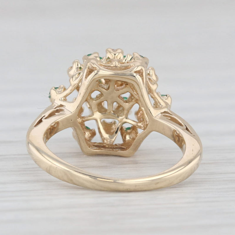 Light Gray 0.25ctw Emerald Diamond Cluster Ring 14k Yellow Gold Size 3