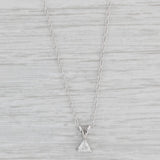 0.18ct Trillion Diamond Solitaire Pendant Necklace 14k White Gold 19" Rope Chain
