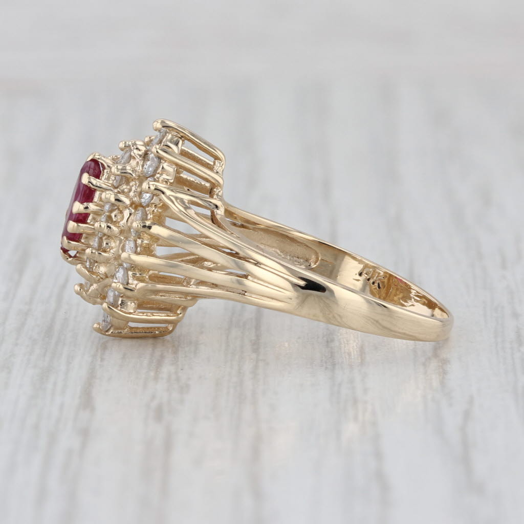 1.10ctw Marquise Ruby Diamond Halo Ring 14k Yellow Gold Size 7.75