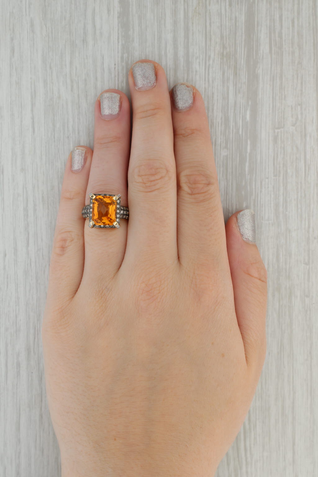 Dark Gray Le Vian 6.75ctw Citrine Diamond Halo Ring 14k Yellow Gold Size 7 Cocktail