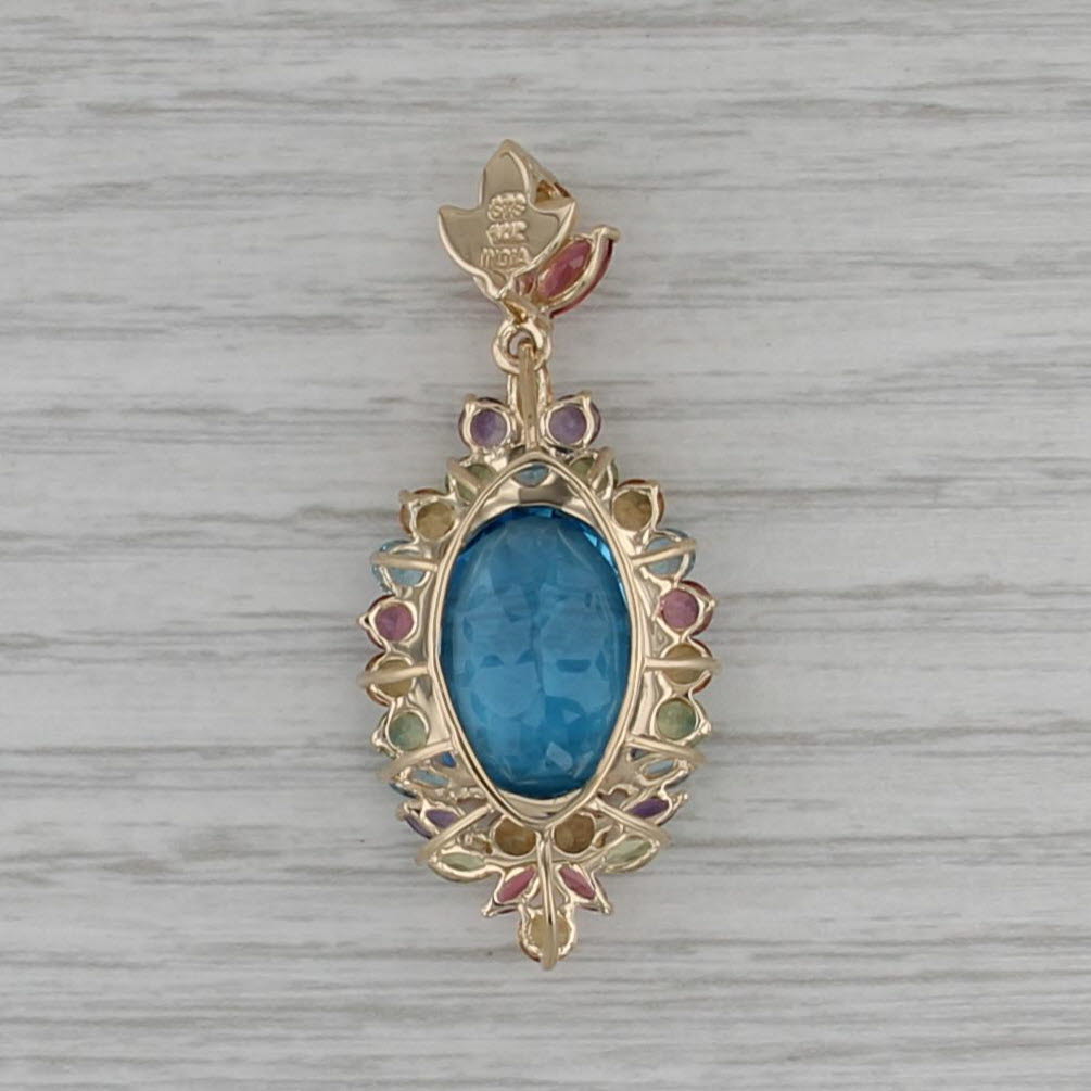 27.46ctw Multi-Stone Pendant 14k Gold Topaz Citrine Tourmaline Amethyst Peridot