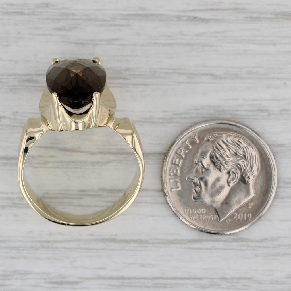 Gray 6.15ct Oval Smoky Quartz Solitaire Ring 14k Yellow Gold Size 6