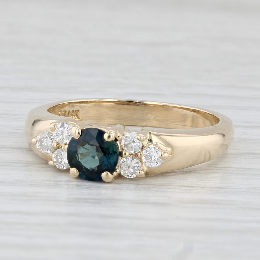 Light Gray 0.95ctw Blue Sapphire Diamond Ring 14k Yellow Gold Size 6.25 Engagement