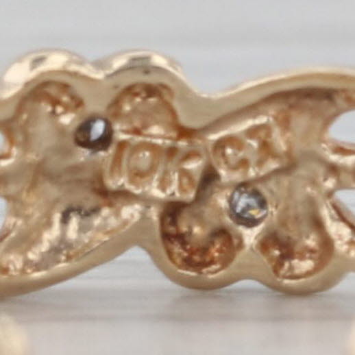 Diamond Accented Hearts Bypass Toe Ring 10k Yellow Gold Adjusable Size