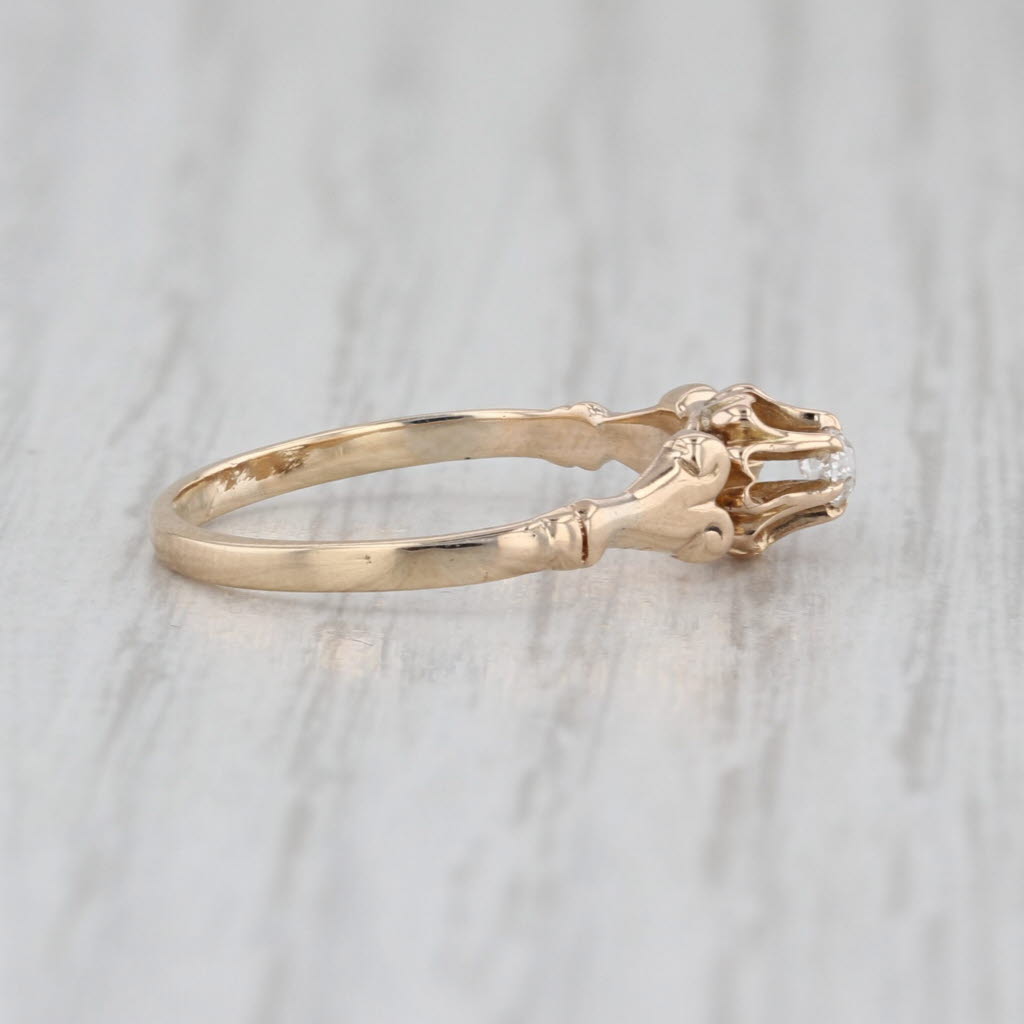 Antique Diamond Solitaire Ring 14k Yellow Gold Size 5