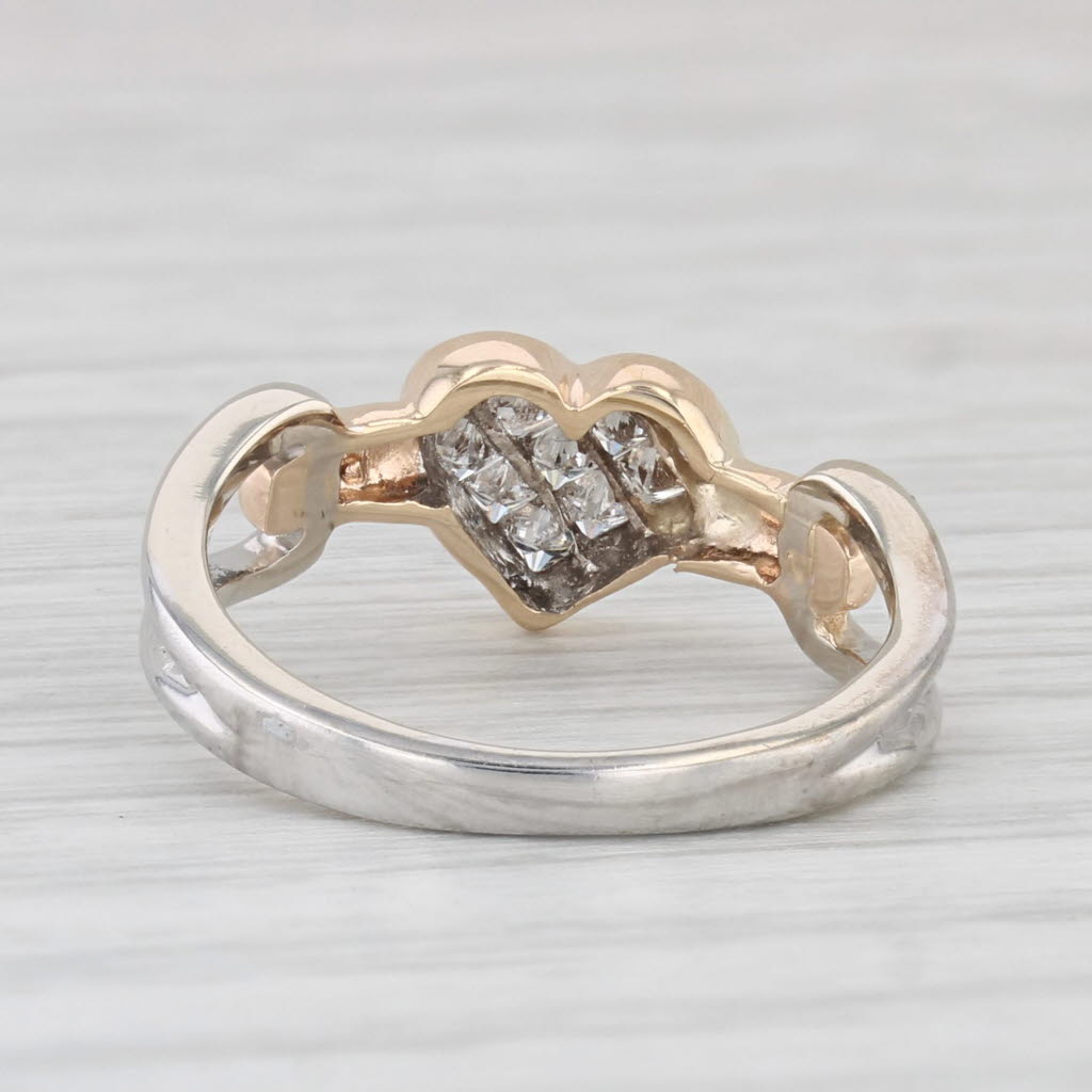 Light Gray 0.30ctw Diamond Heart Ring 14k Yellow White Gold Size 5.25