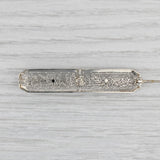 Gray Art Deco Diamond Filigree Bar Brooch Platinum 14k Gold Vintage Pin