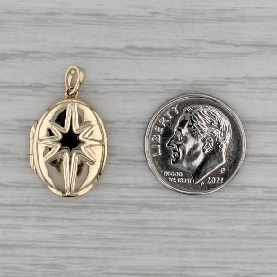 Star Photo Locket Pendant 10k Yellow Gold Charm