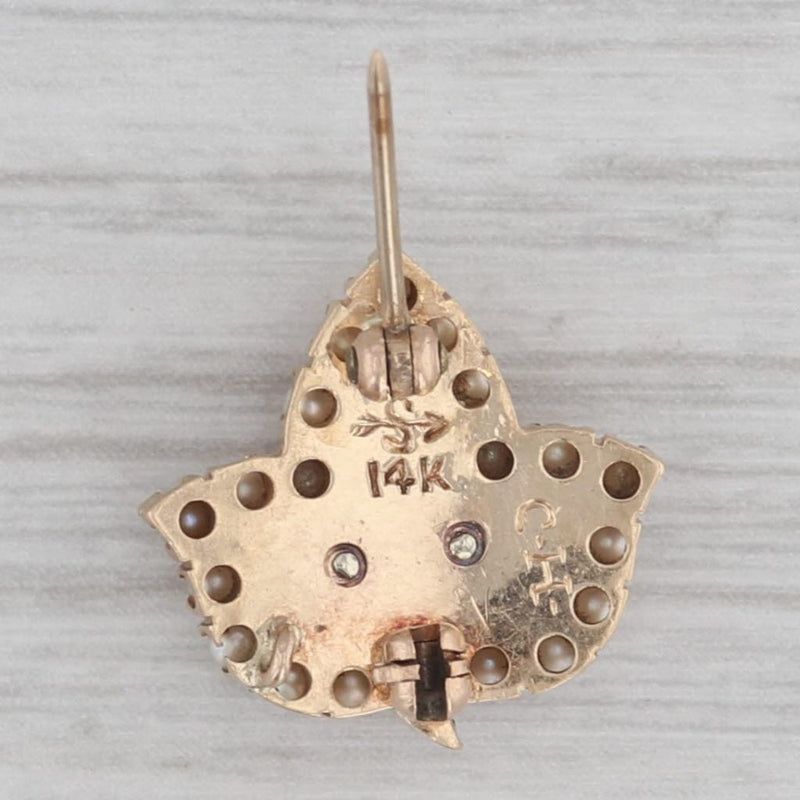 Alpha Kappa Alpha Badge Pearl Sorority Leaf Pin 14k Gold Vintage Greek Society