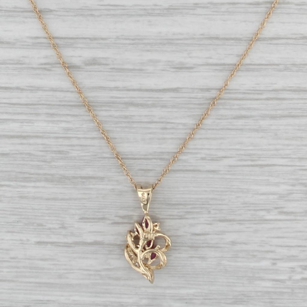 0.37ctw Pink Sapphire Diamond Pendant Necklace 14k Yellow Gold 18.5" Rope Chain