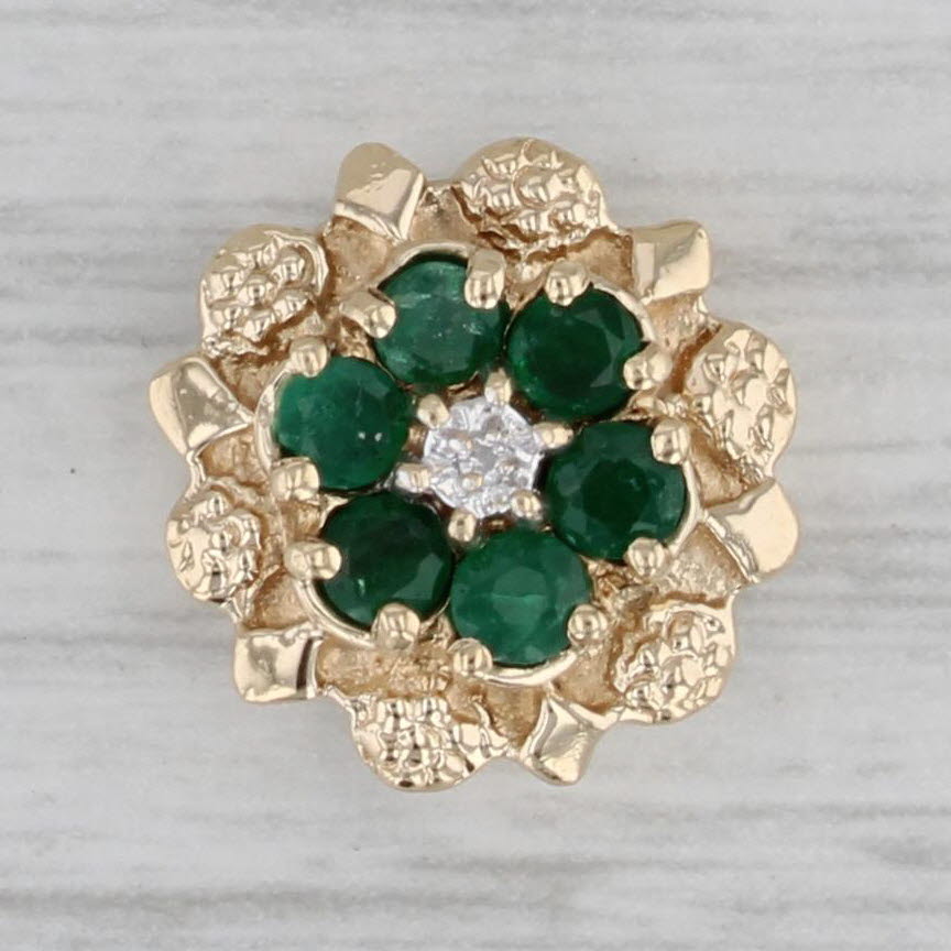 Gray Richard Klein Emerald Diamond Flower Slide Charm Bracelet 14k Yellow Gold