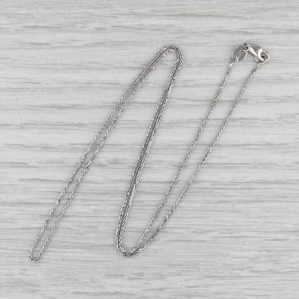 Wheat Chain Necklace 14k White Gold 18" 1mm