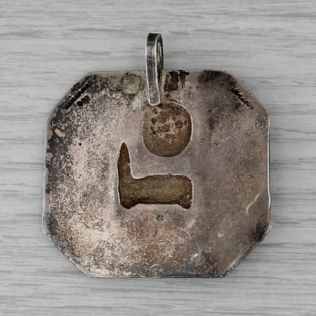 Peruvian Tribal Indian Llama Hook Pedant 900 Silver Figural Vintage Peruana Peru