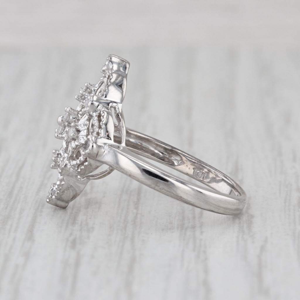 0.23ctw Diamond Openwork Filigree Style Ring 10k White Gold Size 7.25