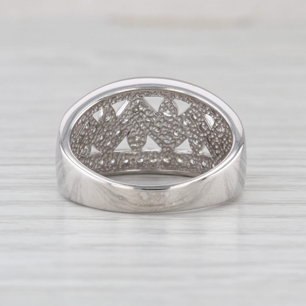 0.40ctw Diamond Zig Zag Ring 14k White Gold Ring 6.5 Tapering Band