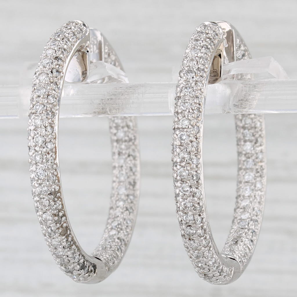 Light Gray Sonia B 1.33ctw Diamond Inside Out Hoop Earrings 18k White Gold Round Hoops