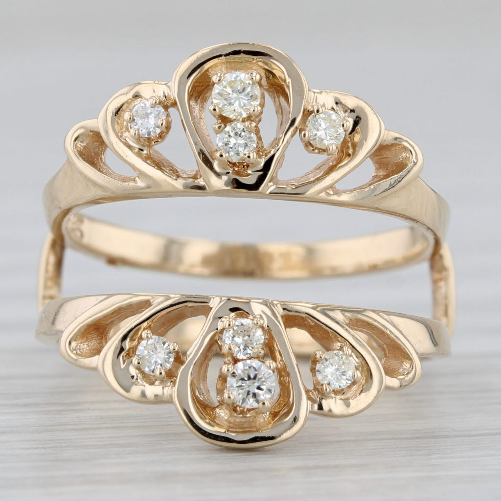 Gray 0.20ctw Diamond Ring Guard Jacket 14k Yellow Gold Size 6.5 Bridal