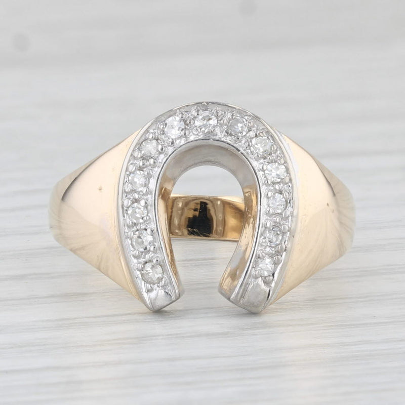 0.18ctw Diamond Horseshoe Ring 10k Yellow Gold Size 8.25 Luck Western
