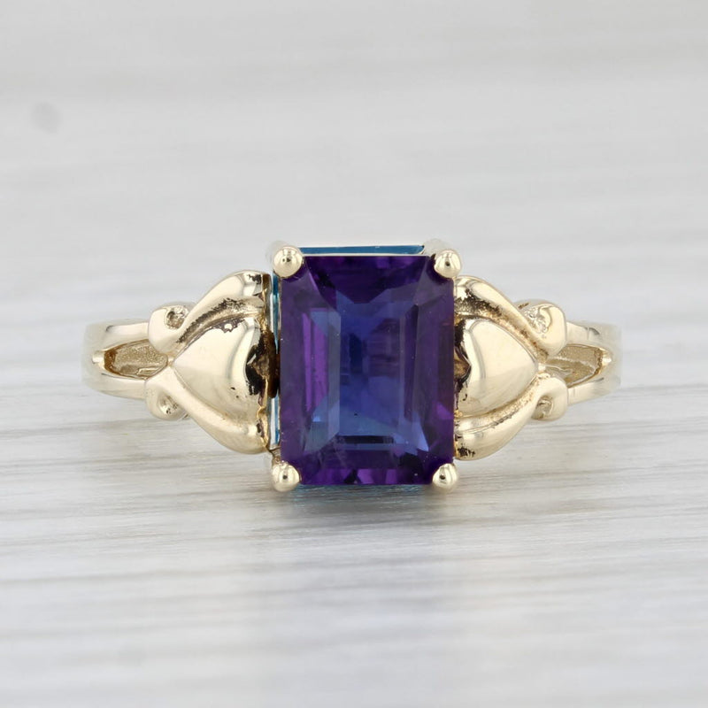 3.41ctw Blue Topaz Amethyst Flip Ring 10k Yellow Gold Size 5.5 Heart Accents