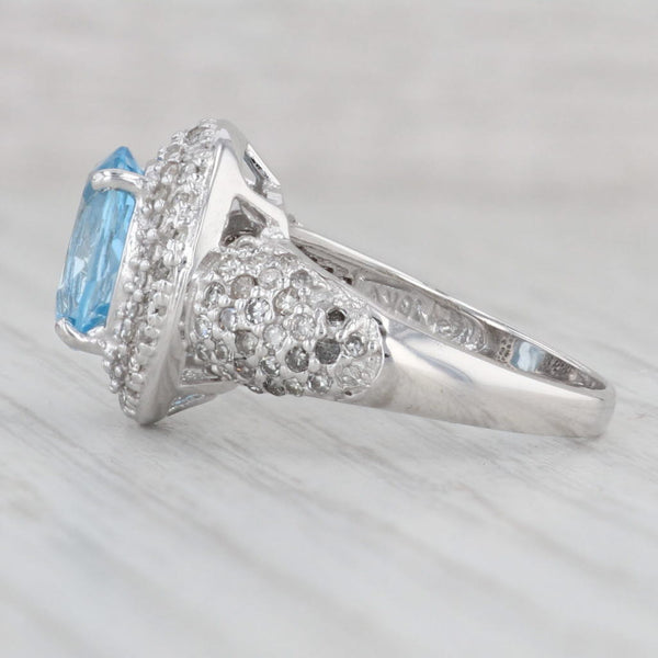 Gray 4.10ctw Blue Topaz Diamond Halo Ring 10k White Gold Size 7