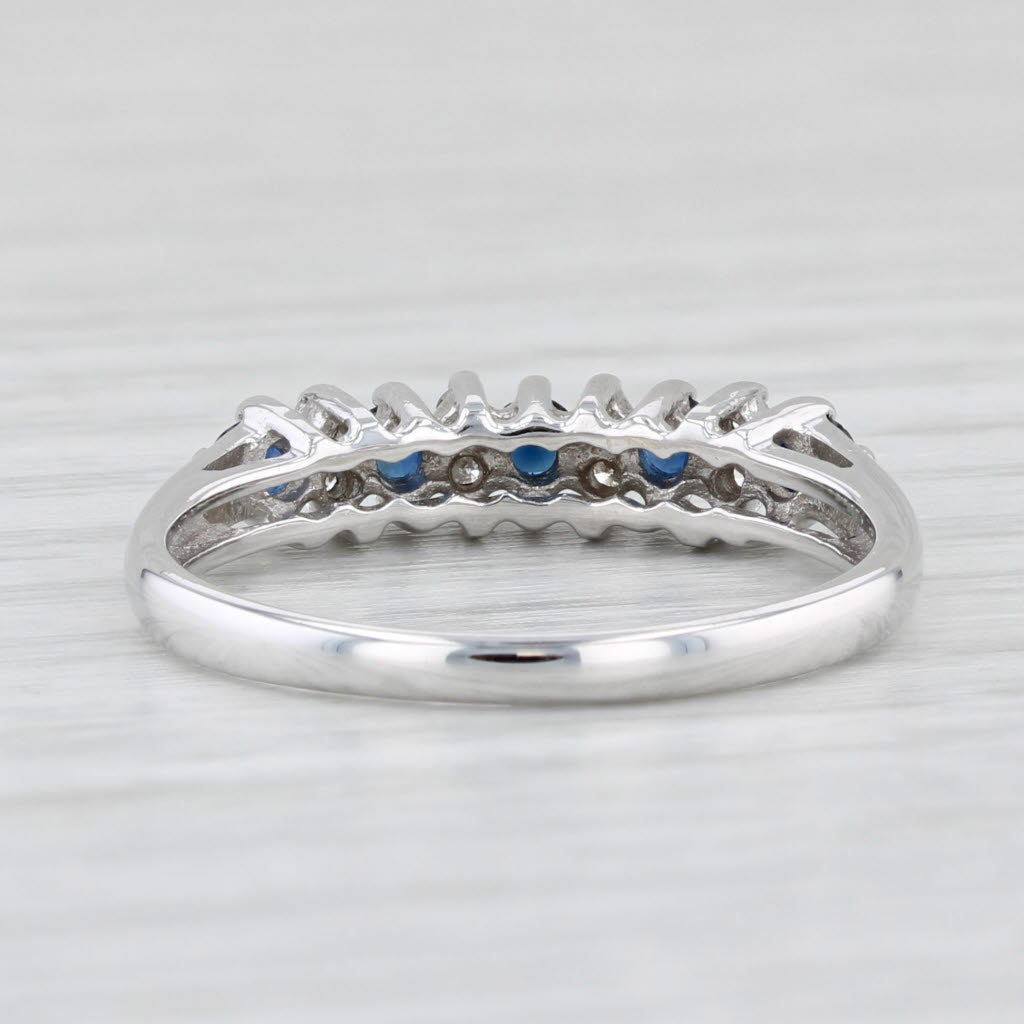 Light Gray 0.35ctw Blue Sapphire Diamond Ring 14k White Gold Size 7 Stackable Wedding Band