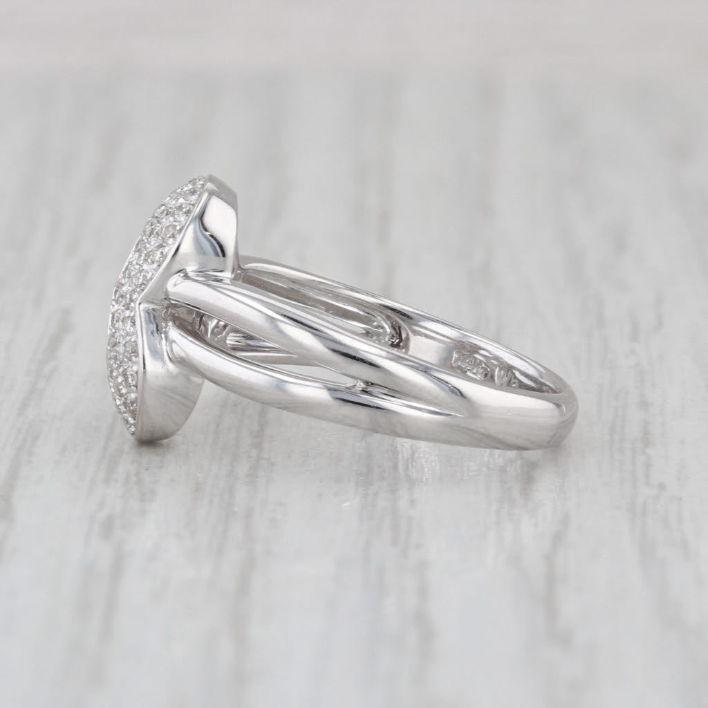 0.30ctw Pave Diamond Heart Knot Ring 14k White Gold Size 7