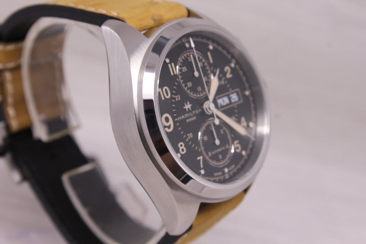 Hamilton Khaki Automatic Chronograph 42mm Steel Watch Swiss H71616535 MINT
