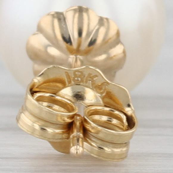 7.8mm Cultured Pearl Round Stud Earrings 18k Yellow Gold