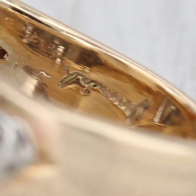 Vintage Opal Cabochon Diamond Ring 14k Yellow Gold Size 8.5 Cocktail