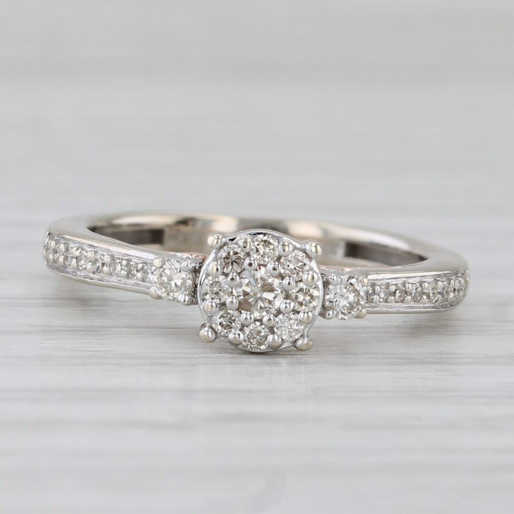 Gray 0.19ctw Diamond Cluster Engagement Ring 10k White Gold Size 5