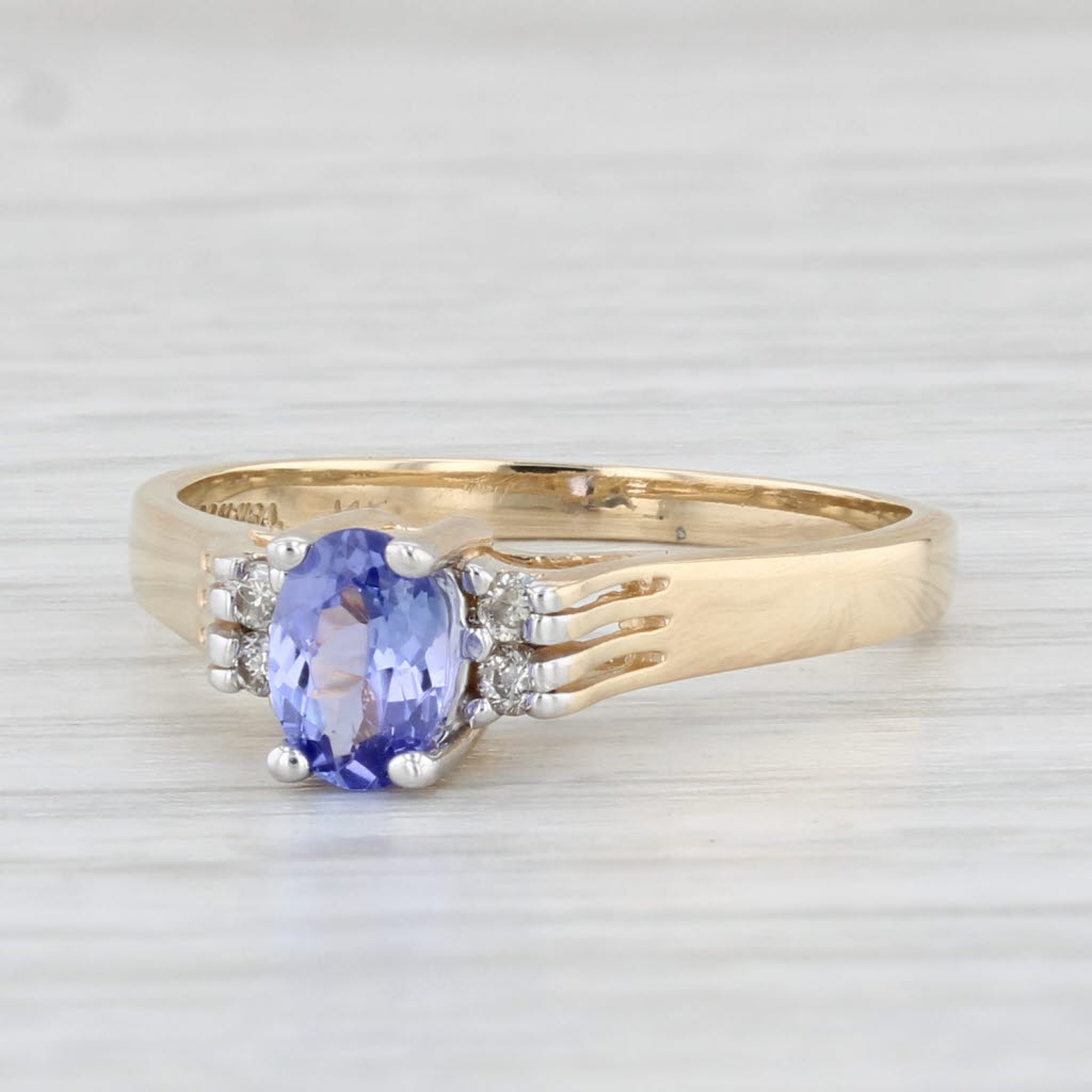 Light Gray 0.56ctw Oval Tanzanite Diamond Ring 14k Yellow Gold Size 7