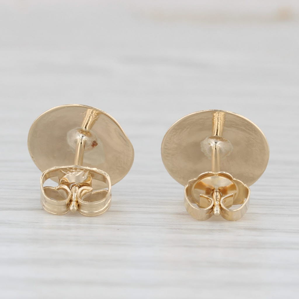 Light Gray Diamond Solitaire 14k Brushed Yellow Gold Button Stud Earrings