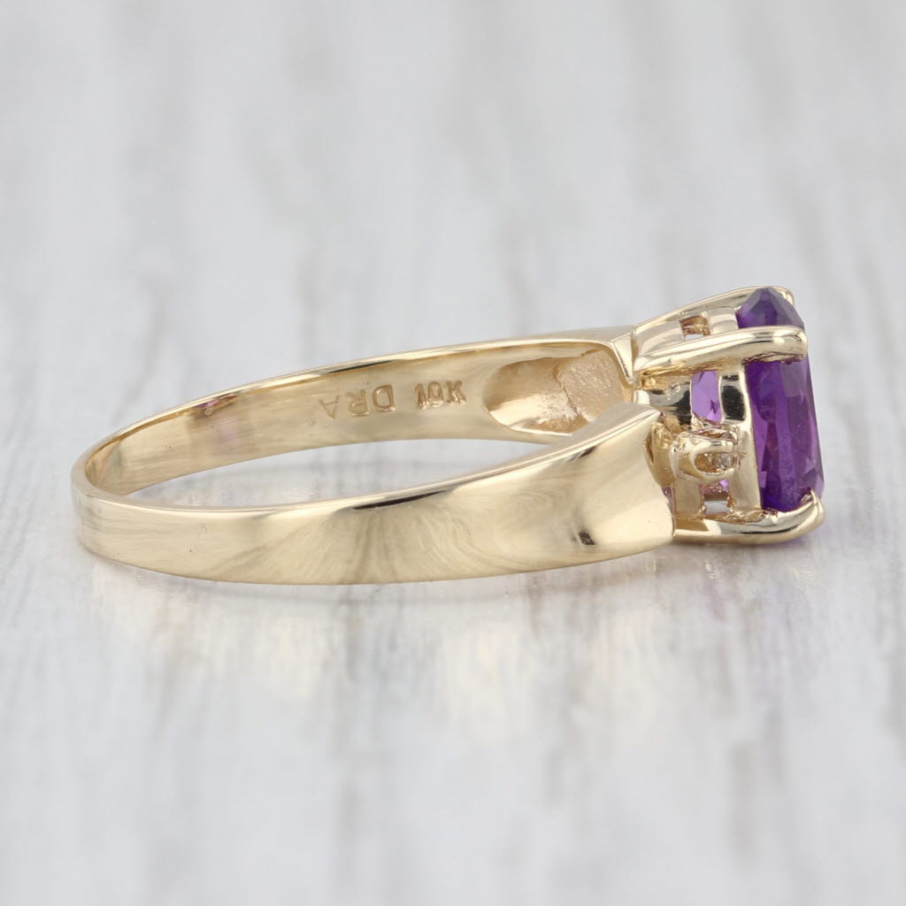 1.22ctw Oval Amethyst Diamond Ring 10k Yellow Gold Size 8.5