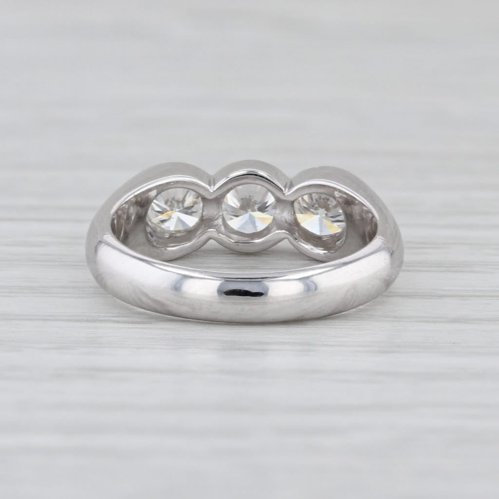 0.91ctw Round Diamond 3-Stone Ring 14k White Gold Size 4.75 Stackable