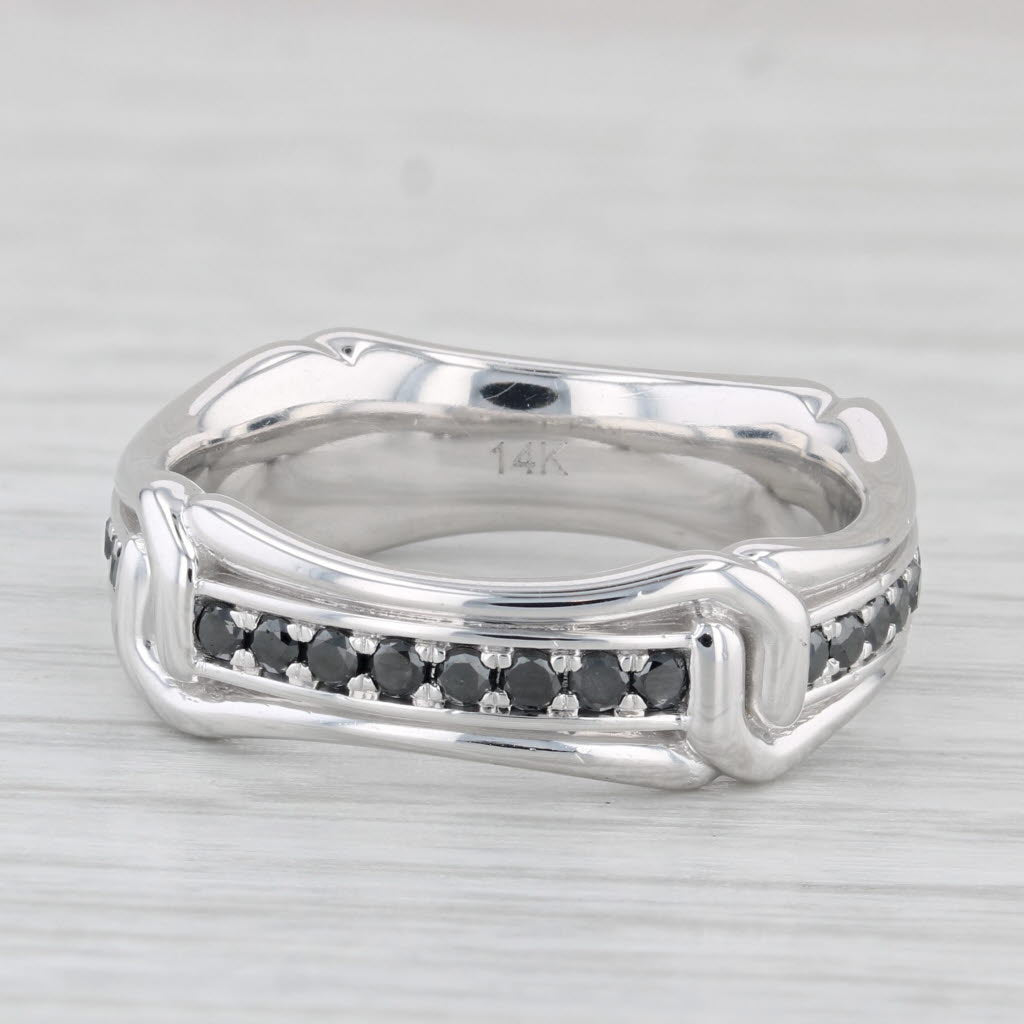 Light Gray Scott Kay Guardian 0.68ctw Black Diamond Eternity Band 14k White Gold Ring