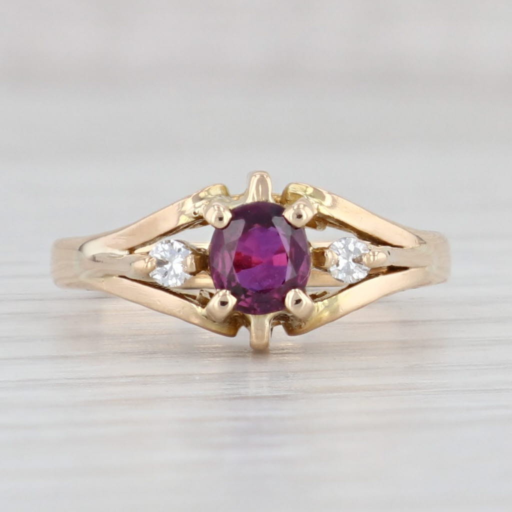 Light Gray Vintage 0.56ctw Ruby Diamond Ring 18k Yellow Gold Size 6.25 Engagement