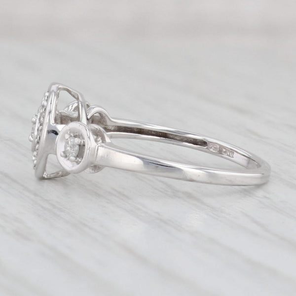 Light Gray 0.12ctw Round Diamond Halo Ring 10k White Gold Size 6.75 Engagement