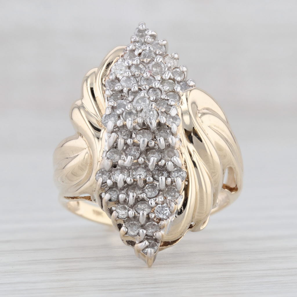 Light Gray 0.50ctw Diamond Cluster Ring 10k Yellow Gold Size 7 Cocktail