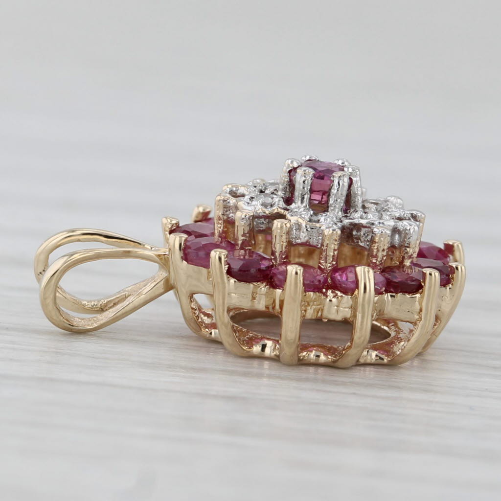 Light Gray 0.58ctw Ruby Diamond Pendant 14k Yellow Gold Small Drop