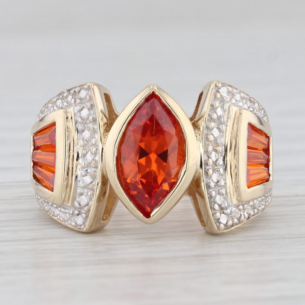 Light Gray 3.02ctw Lab Created Orange Sapphire Cocktail Ring 10k Yellow Gold Size 8