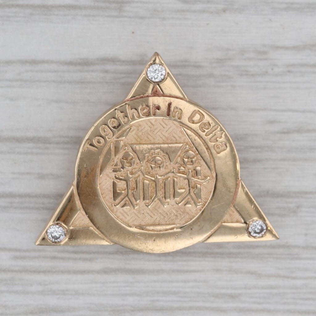 Gray Vintage Delta Sigma Theta Together in Delta Badge 10k Gold Diamond Sorority Pin
