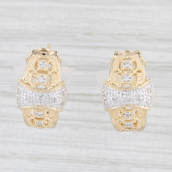 0.15ctw Diamond J-Hook Earrings 14k Gold Omega Back Drops