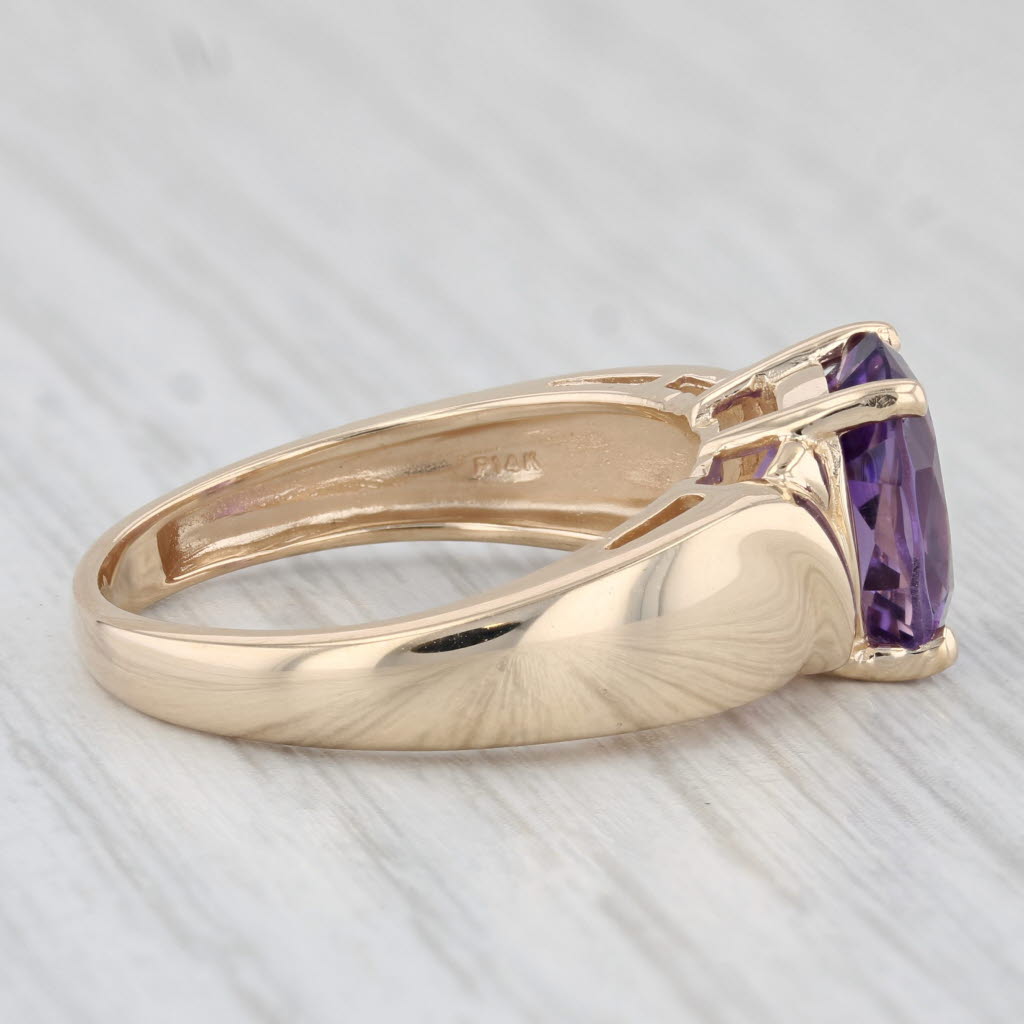 Light Gray 2.50ct Oval Solitaire Amethyst Ring 14k Yellow Gold Size 8