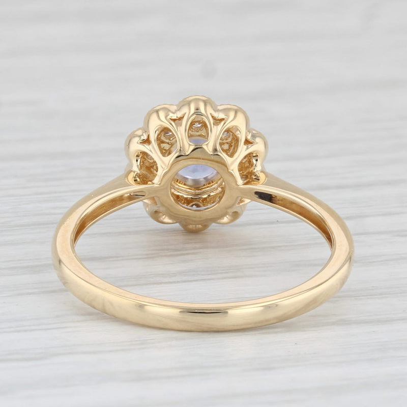 New 1.03ctw Tanzanite Diamond Halo Ring 18k Yellow Gold Size 7.25 Engagement