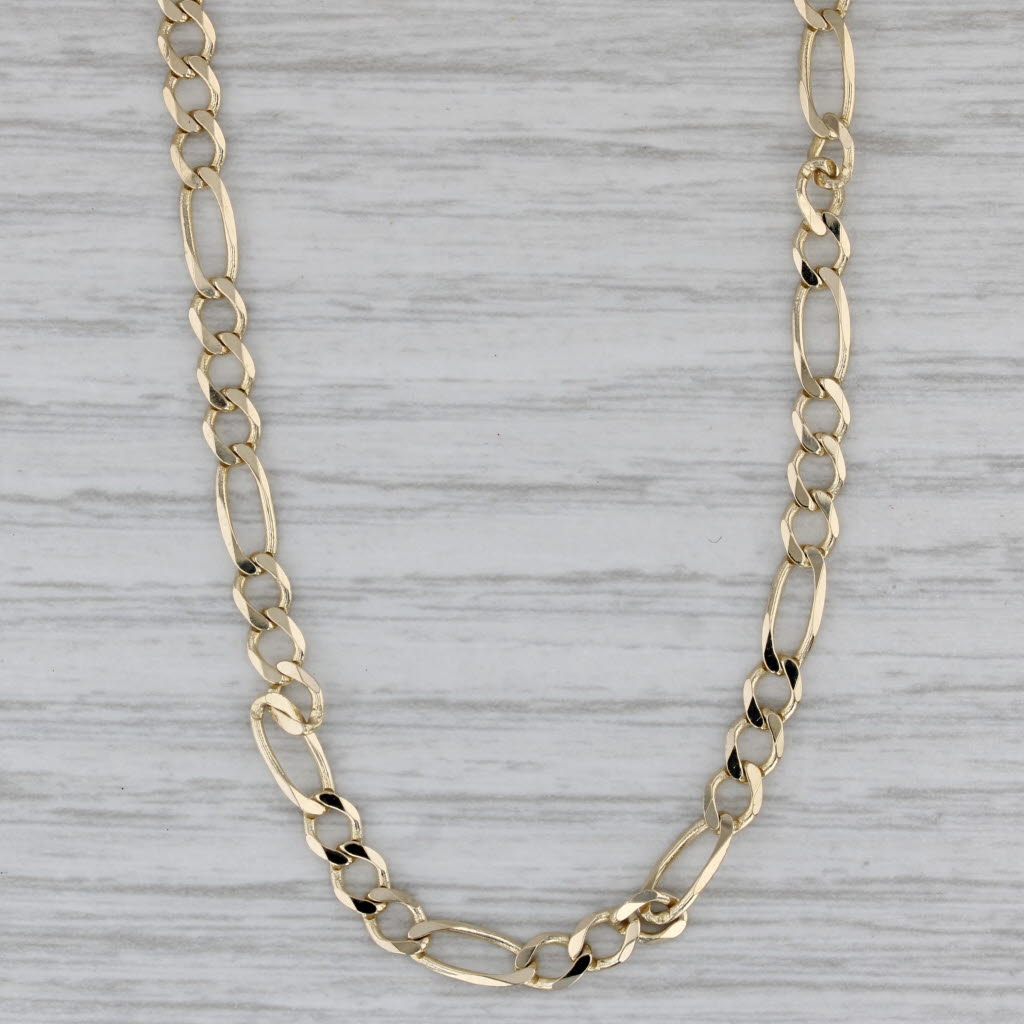 Gray Figaro Chain Necklace 14k Yellow Gold 18.5" 3.6mm Italy