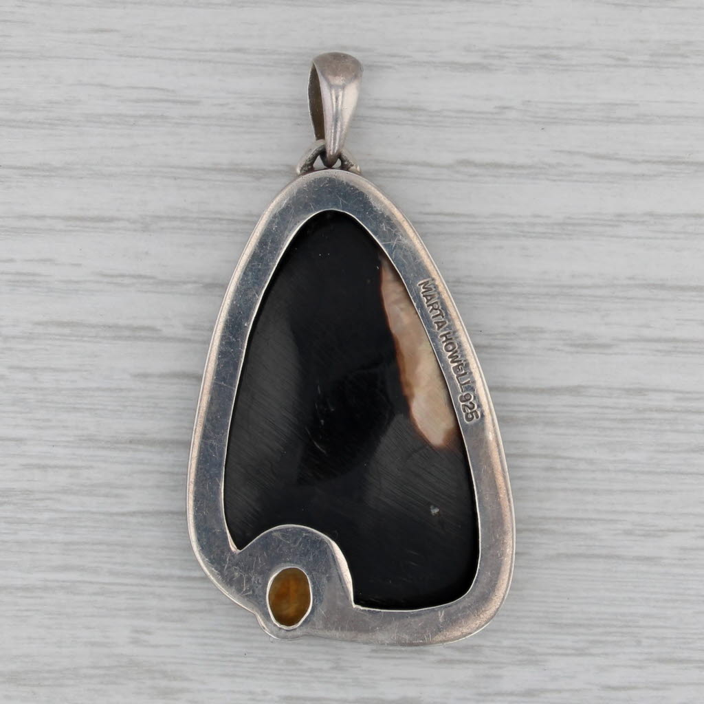 Gray Shell 1.65ct Citrine Statement Pendant Sterling Silver Marta Howell