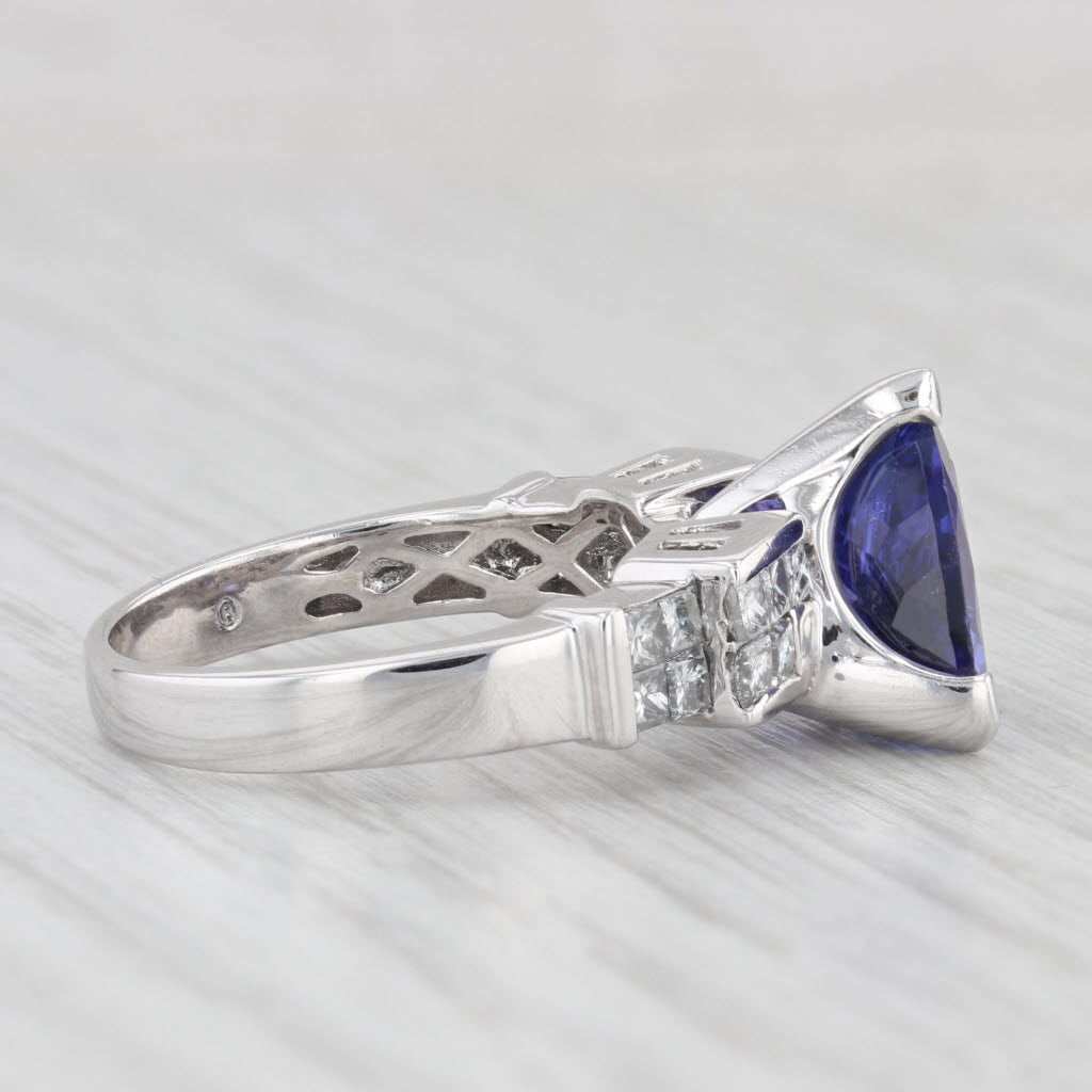 Light Gray 5.45ctw Trillion Tanzanite Diamond Ring 18k White Gold Size 7